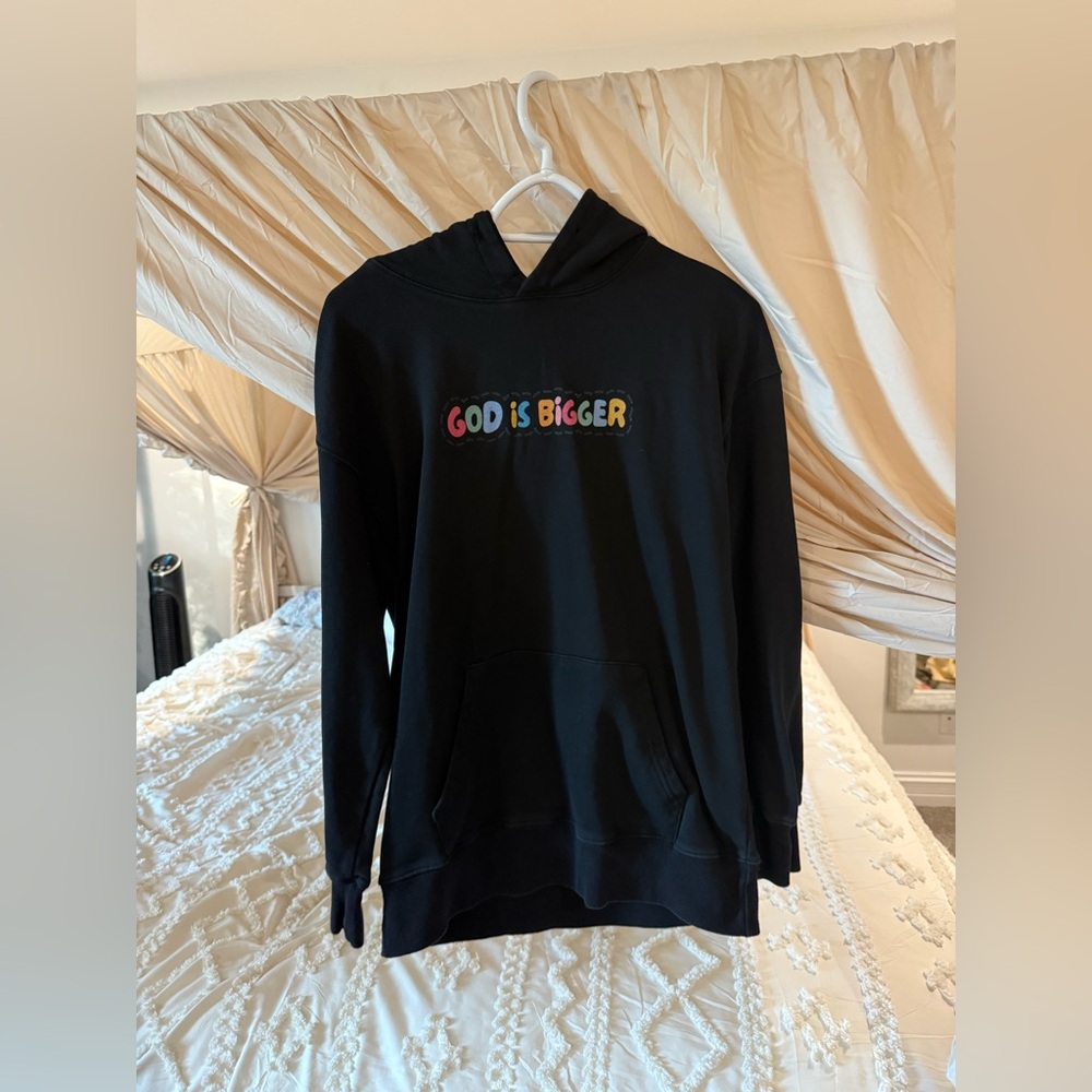 Black Hoodie with Colorful Text